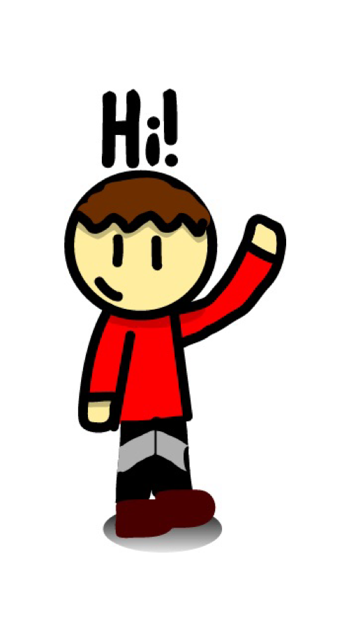 a person waving hello, looks cartoonish.